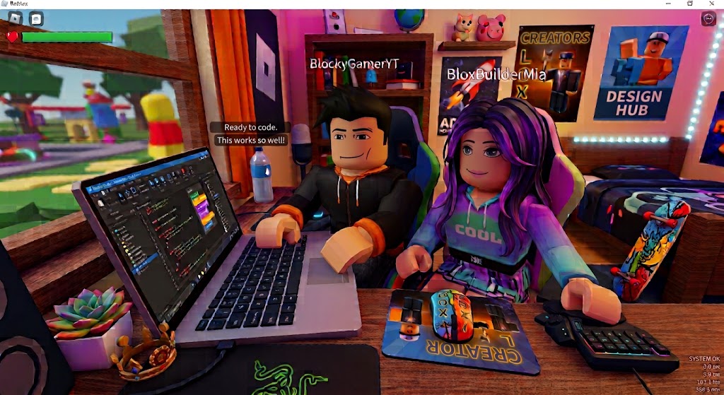A Roblox character wearing a coconut shoulder accessory that Gwen built